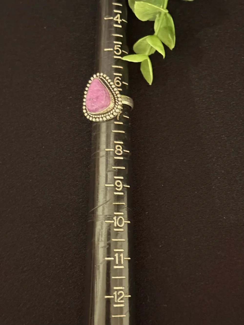 Purple‎ Teardrop Stone Silver 925 Beaded Ring
